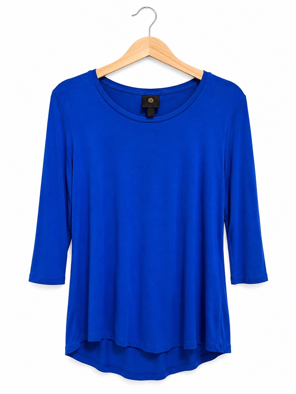 JM Collection Royal Cobalt Blue 3/4 Sleeve Scoop Neck Stretch Top Women's Small